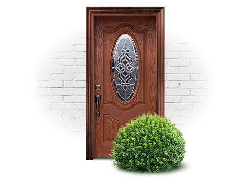 Blue Steel Front Door with Oval Glass | Luma Doors and Windows